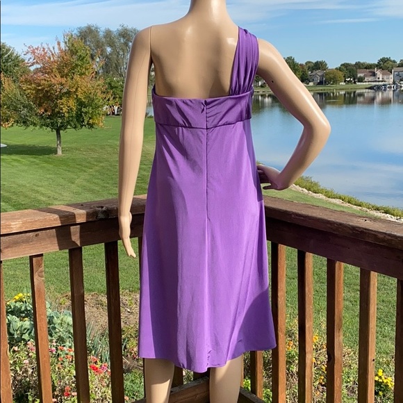 Adrianna Papell One Shoulder Ruched Lavender Dress - Picture 5 of 9